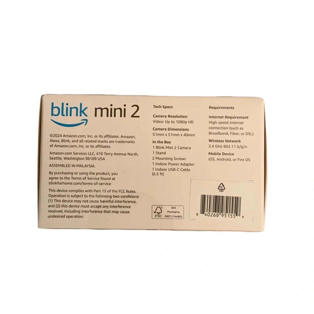 BNIB! Blink Mini 2 Wired Indoor/Outdoor Smart Security Camera